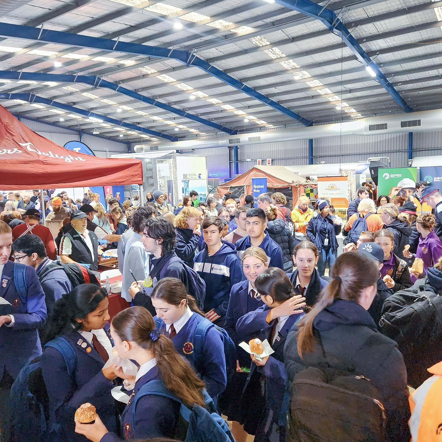 The Your Gippsland 2035 pavilion full of students